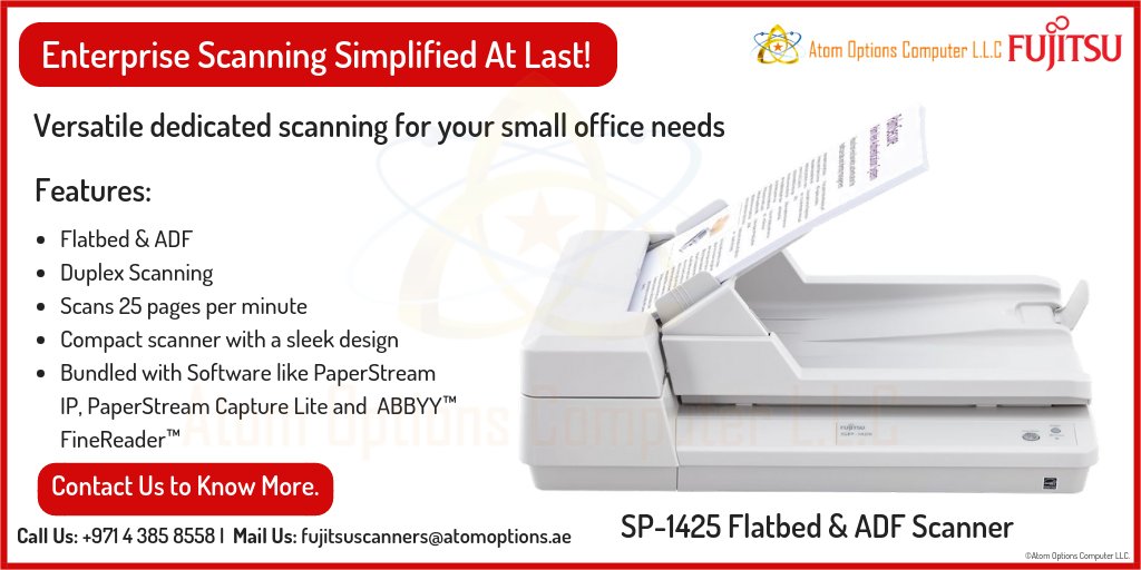atomoptions's tweet photo. A flatbed and an ADF scanner combined that can integrate with your enterprise software? Yes that’s right! The SP-1425 by Fujitsu can do much more with less.
#scanning #office #documentmanagement @ScanSnapUK https://t.co/IuDkjMmUAV