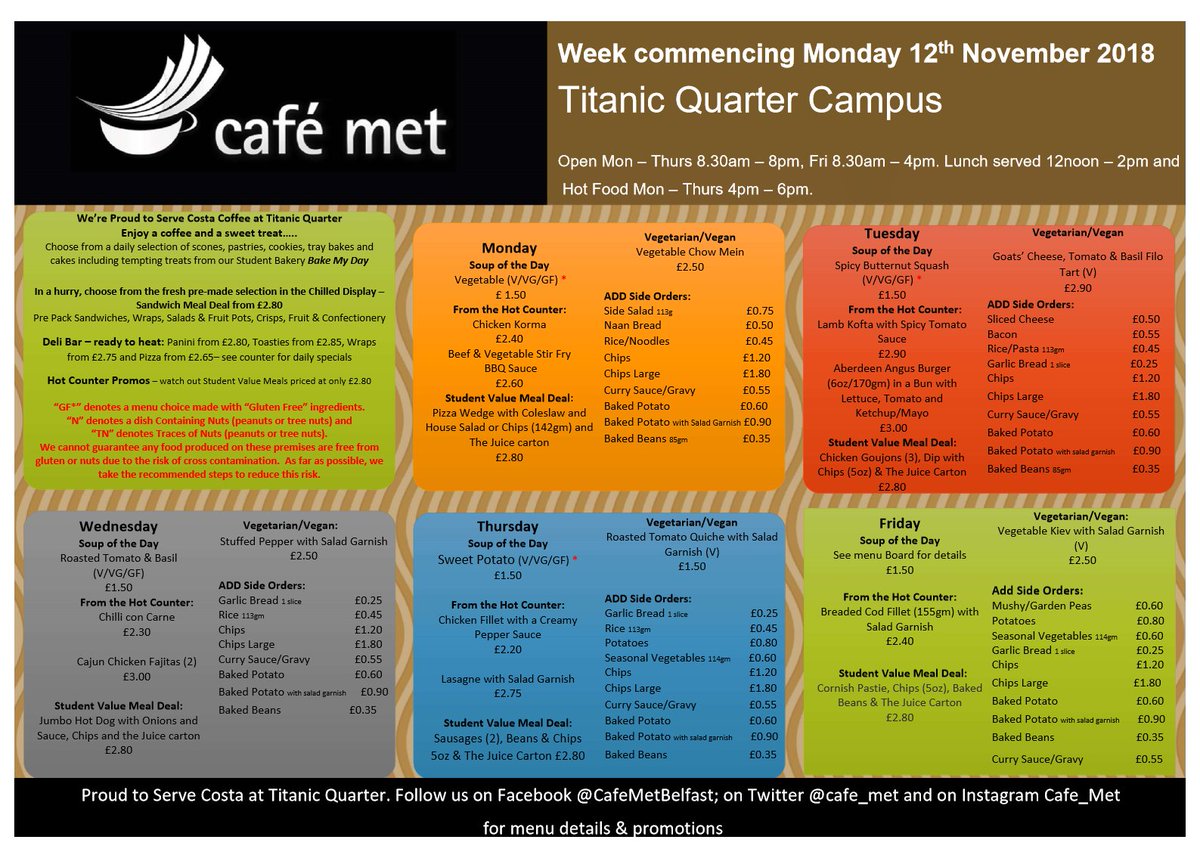 cafe_met's tweet photo. Titanic Quarter menu week commencing Mon 12th November #CafeMetWeekly Menu #bonappetit
Why not tag/share with someone you have lunch with? https://t.co/GXa8MjjvTT