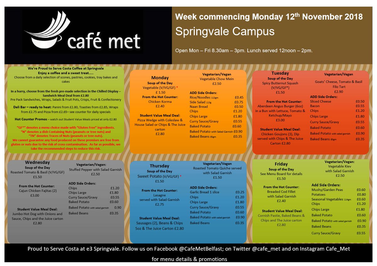 cafe_met's tweet photo. Springvale menu week commencing Mon 12th November. #CafeMetWeeklyMenu #bonappetit
Why not tag/share with someone you have lunch with? https://t.co/aEdEPsEE4V