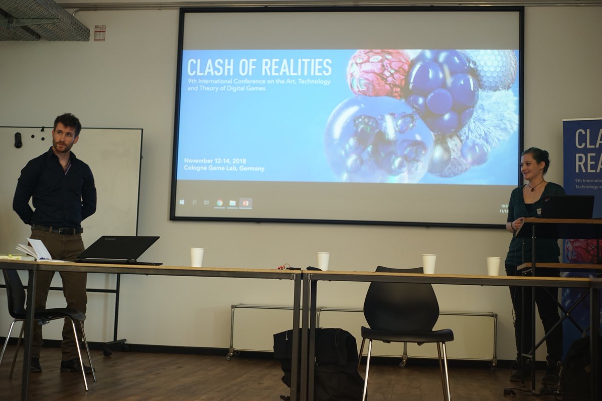 ClashORealities's tweet photo. The Young Academics Workshop "Reframing the Violence and Video Games  Debate" started off great with talks on the "Spectacle of Murder in Horror Games" and "Designing Meaningful Combat Systems using Rituals" @rueBrandis @microsamgg 

#CoR2018 https://t.co/64LOEV6PBV