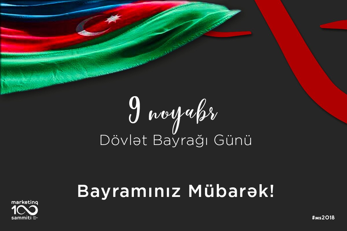 SummitMarketing's tweet photo. Cumhuriyyətimizin 100-cü ilində Azərbaycan Respublikasının Dövlət Bayrağı Günü Mübarək olsun! 

🖍 Facebook - İnbox
/marketingsummitazerbaijan 
📌 https://t.co/yLWuGdmdEw
#ms2018 https://t.co/f33I1DIMkp