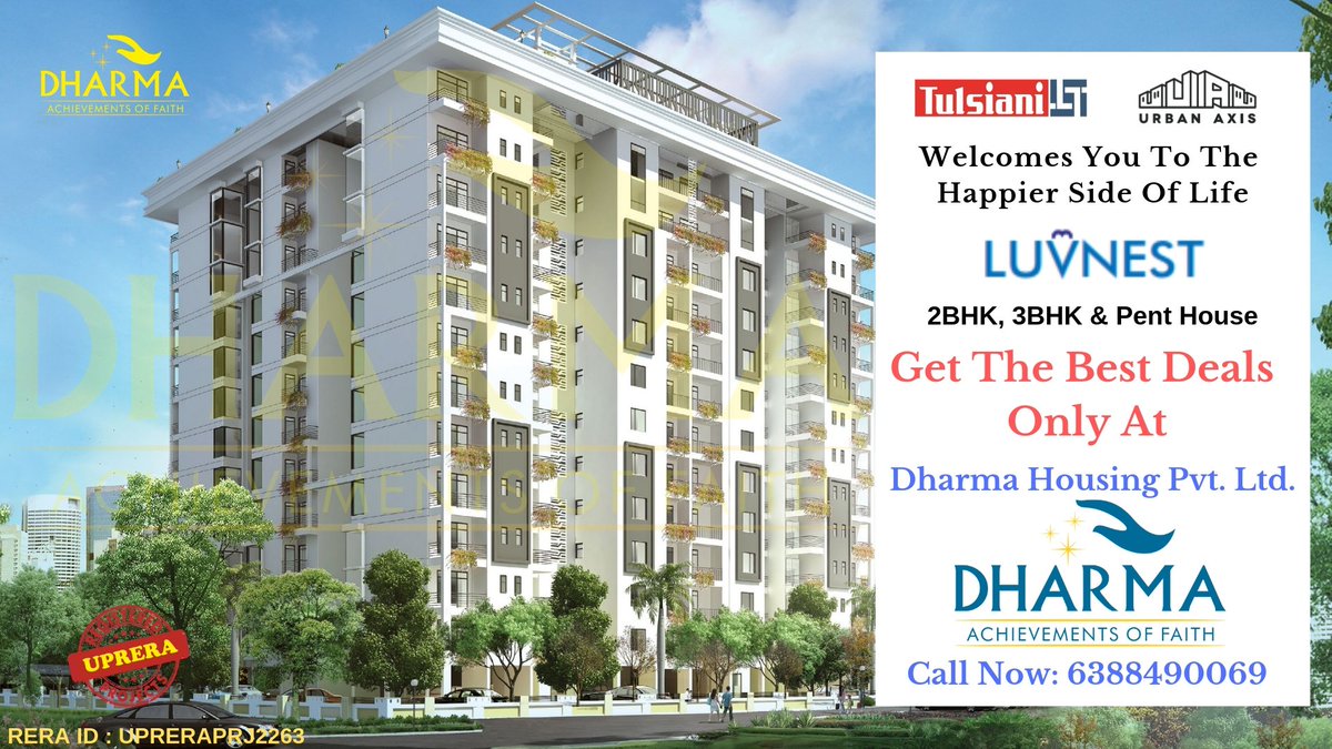 dhpl2018's tweet photo. Bringing You To An Elevated Standard Of Lifestyle At Luvnest Apartments,Lucknow.
Type: 2BHK,3BHK, Pent House.
Starting Price: 42Lacs
Possession: Dec,2019
For Advance Bookings Call Us Now: 6388490069
#LUVNEST #UrbanAxis #Tulsiani #Dharma #Lucknow #RealEstate https://t.co/gfRt6aKch5