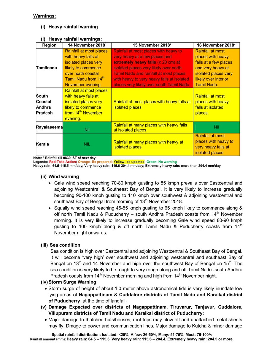 tnsdma's tweet image. IMD Bulletin No.14  #CycloneGaja alert for Tamilnadu