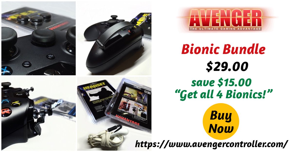DavidKotkin1's tweet photo. Bionic Bundle
โGet all 4 Bionics!โ
just In $29.00
Save $15.00
Buy now here ๐ https://t.co/MUwCNGNjom
#Avenger #Bionic #PS4 #BionicBundle #Avengercontroller #Bionics #Avengers4 https://t.co/tBb37dES2X