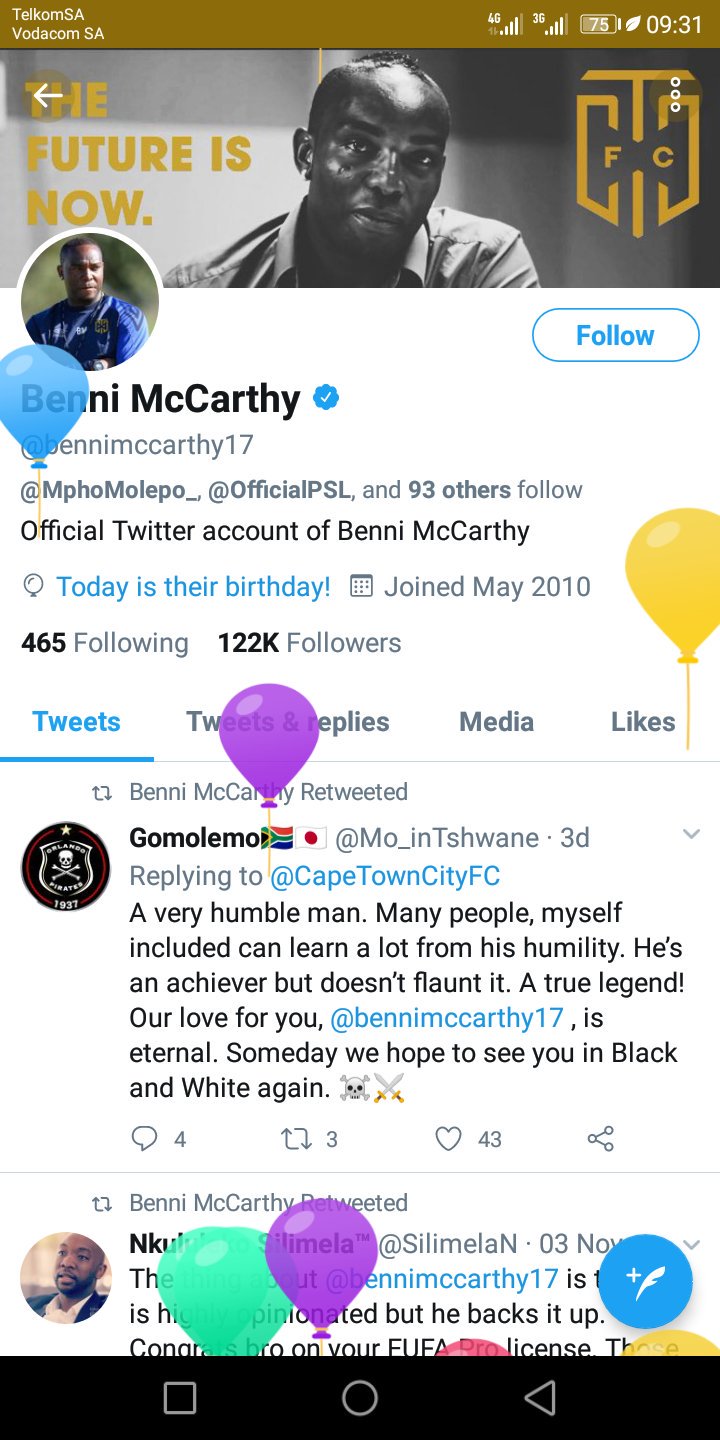 Happy birthday to South Africa\s finest Coach Benni McCarthy. 