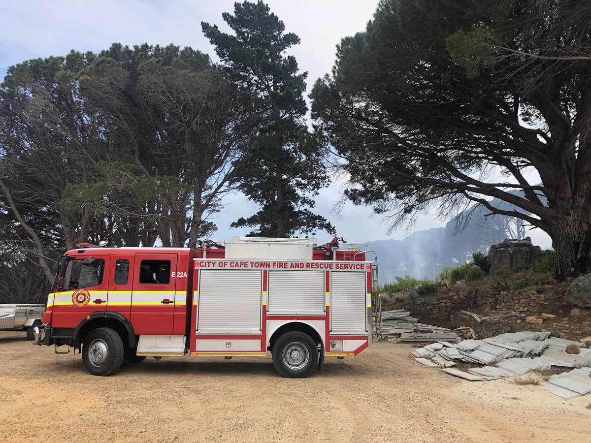 2018-11-12 09h30 Fire above Silikamva High School. Fire department on scene.