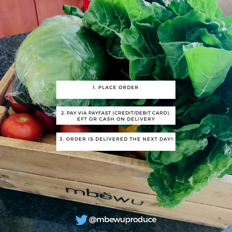 mbewuproduce's tweet photo. We'd like to take this moment to thank everyone for following &amp; supporting our business during the past week 👏

[Frame 2]  Steps to ordering your fruits &amp; vegetables from our online store (https://t.co/u95K9gNKY3).

Have a healthy &amp; productive week 🍃

#mbewu https://t.co/CITS0tCf1S