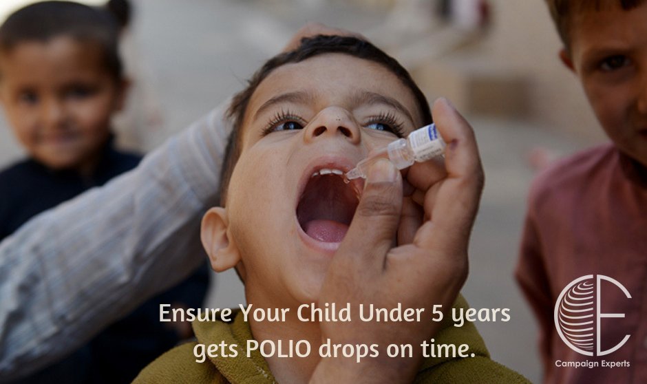 CampaignExperts's tweet photo. Let the Victory over POLIO continue with two drops of Life. A nationwide Anti-Polio campaign started today.
#PolioFreePakistan #CampaignExperts https://t.co/FMRZ5TQKTc