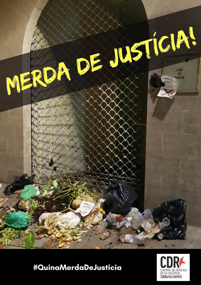 CDR_Cat_Central's tweet photo. 💩💩 QUINA MERDA 💩💩
💩💩 DE JUSTICIA 💩💩

El poder judicial a l’Estat espanyol es una MERDA.  
NO es just, NO es independent i NO ens empara.

#QuinaMerdaDeJusticia https://t.co/g0PgnFl3bF