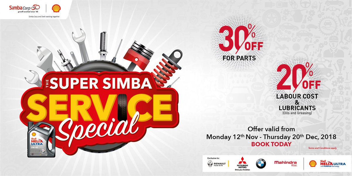 simbacorp_ke's tweet photo. Christmas comes early this year with us! Visit any of our service centers across the country and enjoy amazing offers on parts, service and lubricants! #SimbaServiceSpecial #SimbaAt50 https://t.co/1khVpknG8J