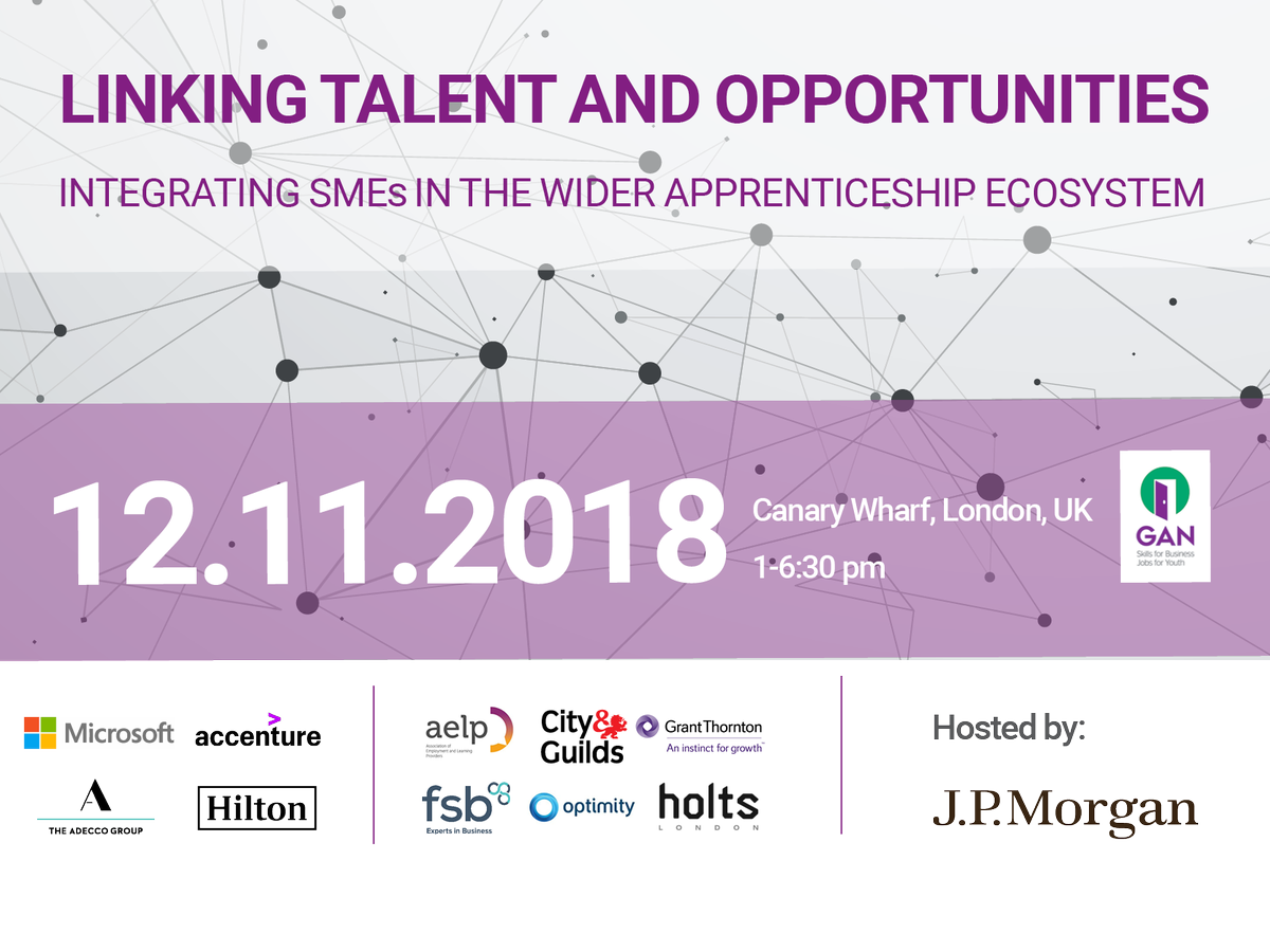 Good morning! Today's the day! We couldn't be more excited about our event "Linking Talent and Opportunities - Integrating SMEs in the Wider Apprenticeship Ecosystem"! The official hashtag of the event is #GAN4SMEs! #apprenticeships #SMEs #skillsgap #SkillingNow #talent
