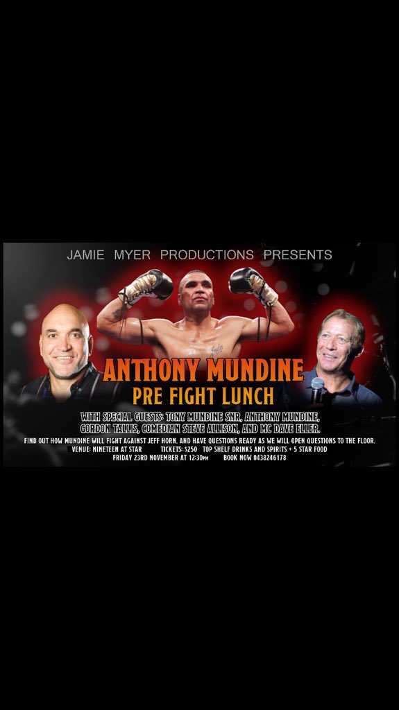 JamieMyer's tweet photo. Pre fight lunch a week before the showdown at Nineteen at the star ⭐️ 
5⭐️ venue top shelf drinks and a great day of Entertainment book 0438247178 https://t.co/XxVjg0e35a