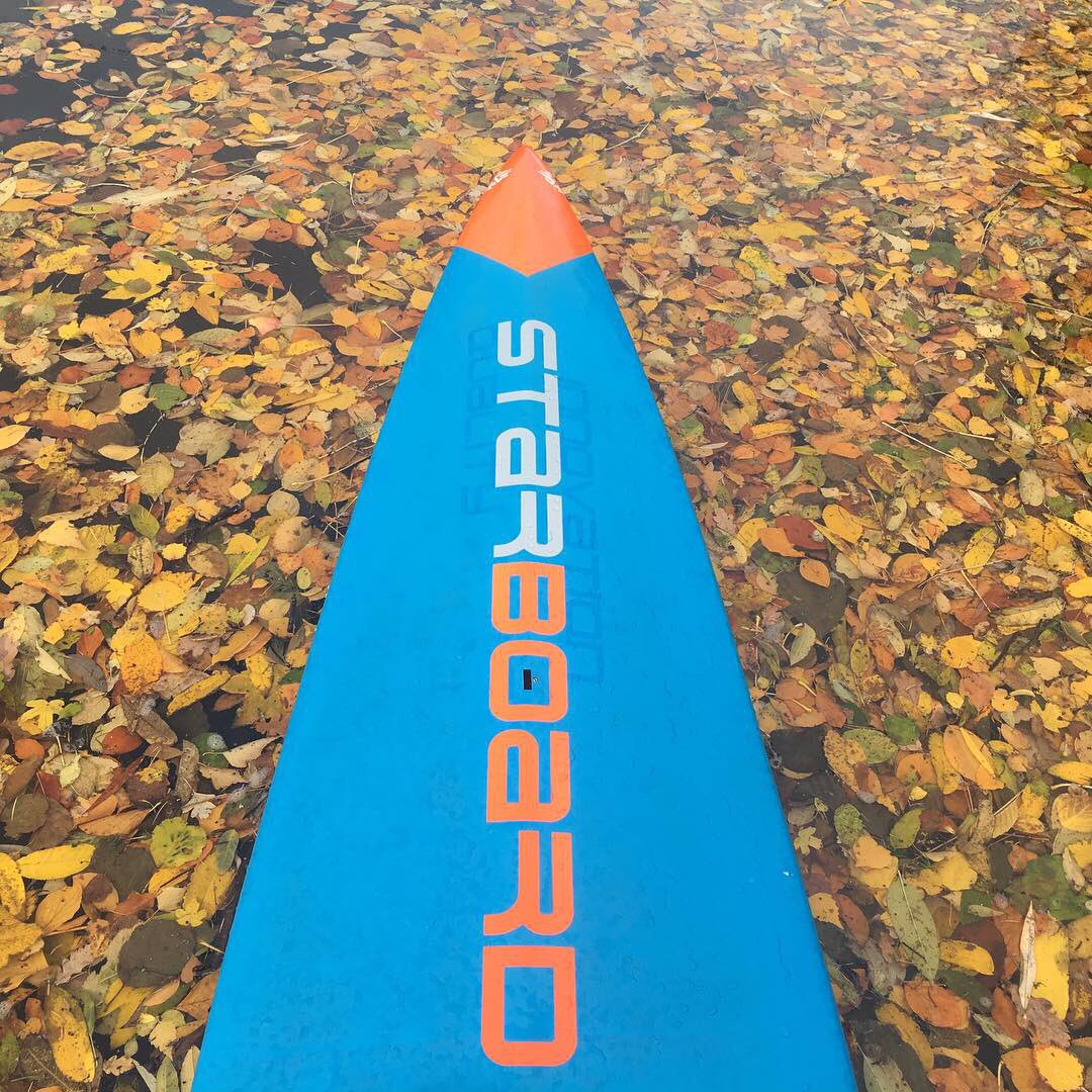Autumn #sup paddle training 🍂 With rain at 11 degrees it started definitely nexto my comfort-zone ☔️ But even #paddling through the leaves felt like going through mud it provided a special seasonal beauty and put a smile on my face 🌸🏄‍♀️ So #getoutside &amp; #enjoy nature 😊