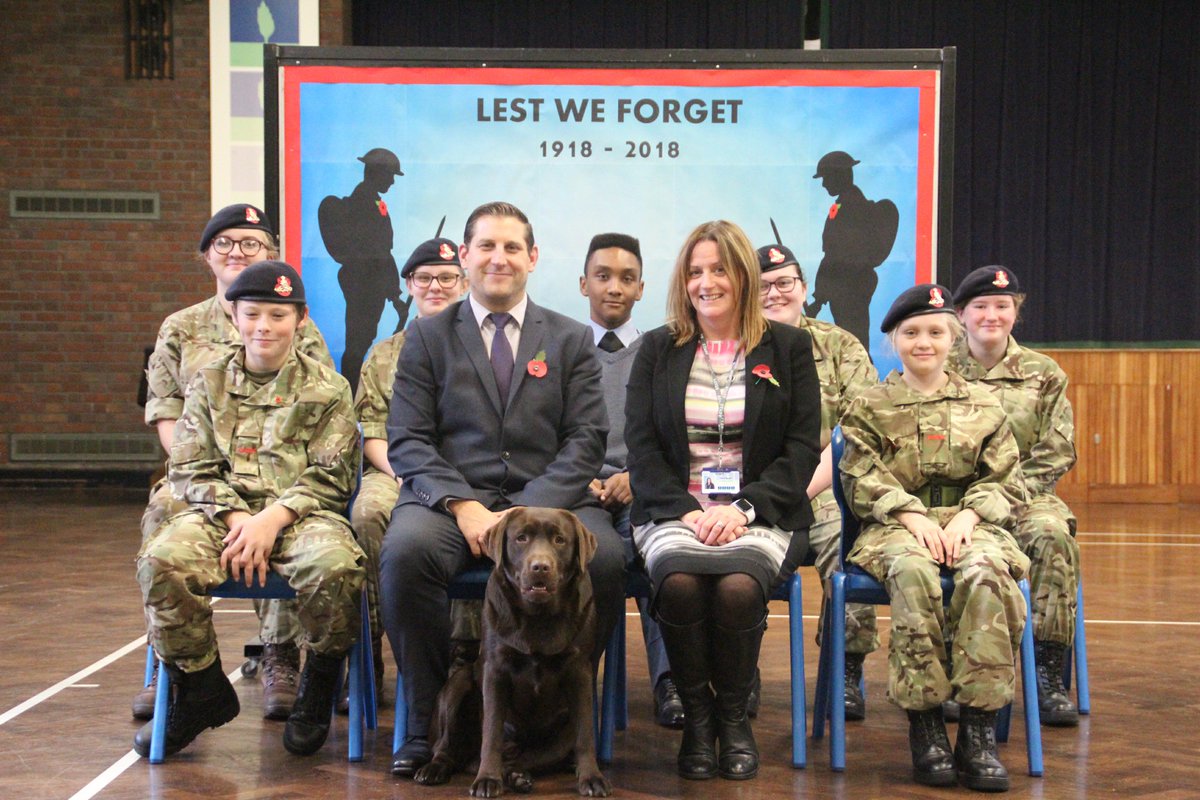 RPCC students showing respect with Headteacher, Mrs Barnes and AHT Mr Strange - and of course <a href="/Spencer30037237/">Spencer</a>