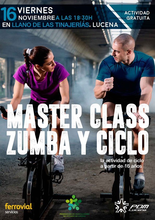 SDMlucena's tweet photo. El viernes 16 de noviembre a las 18:30 en el Llano de las Tinajerías. MasterClass de Zumba y Spinning. Actividad Gratuita. Deporte en Familia. https://t.co/ykiCzJ8Gjs