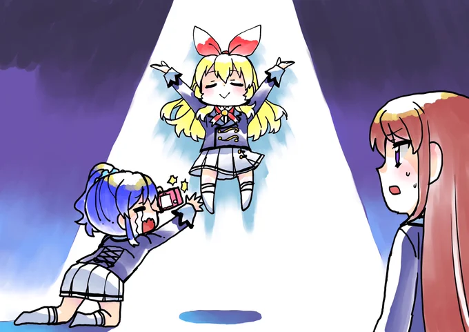 アブダクションされそうないちごちゃんを見て泣きつつもシャッターチャンスは逃さないあおい姐さんを見て困惑する蘭ちゃん
#aikatsu
#アイカツ 