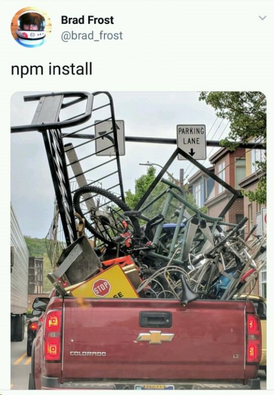 inference_brief's tweet photo. #CodersMood 

Just #npm 😍🤣

#CodeNewbie  #PWA #301DaysOfCode  #CSS #HTML #freeCodeCamp  #reactjs  #VueJS #100DaysOfCode #WomenWhoCode #frontend #womenintech #javascript https://t.co/szZAZ2MwFv