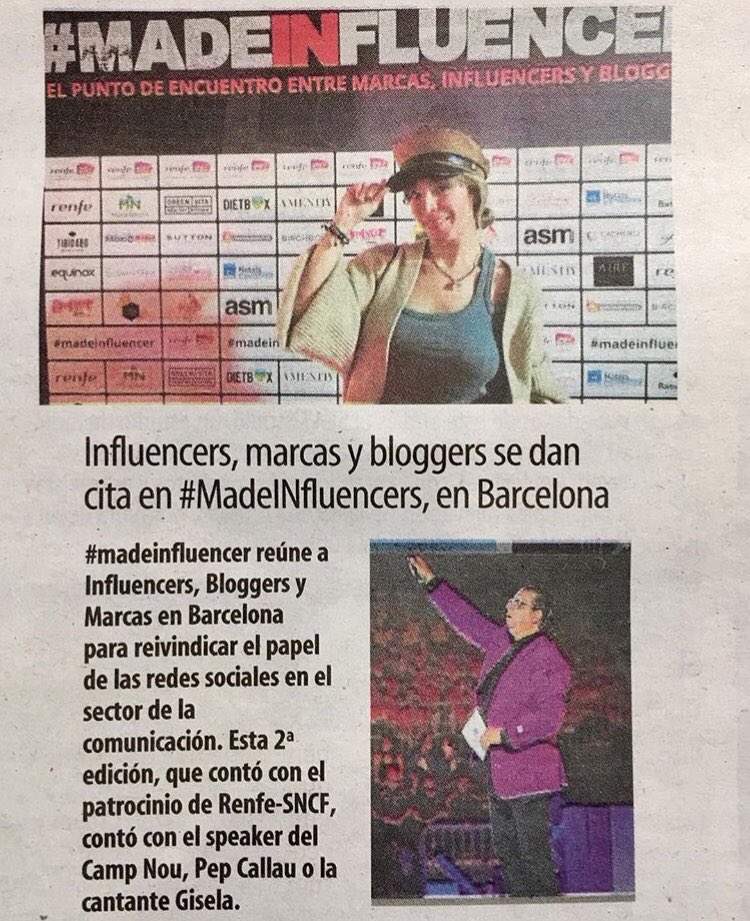 El pasado 25 de octubre nuestra <a href="/giselaoficial/">Gisela</a> acudió al evento <a href="/madeinfluencer/">MadeInfluencer</a> en Barcelona. Un punto de encuentro para marcas, influencers y bloggeros. De este evento se hicieron eco numerosos medios de comunicación. Aquí os dejamos un par de reportajes en los que podemos