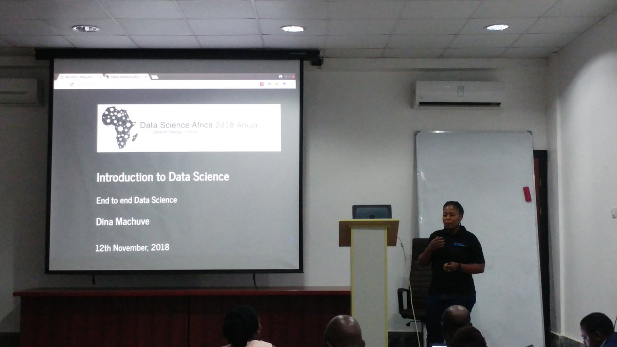 UNGlobalPulseUG's tweet photo. Building the capacity of young data scientists at #DSA2018 
Introduction to Data Science with Dina from @NM_AIST at @AUSTNigeria https://t.co/giUOop5apc