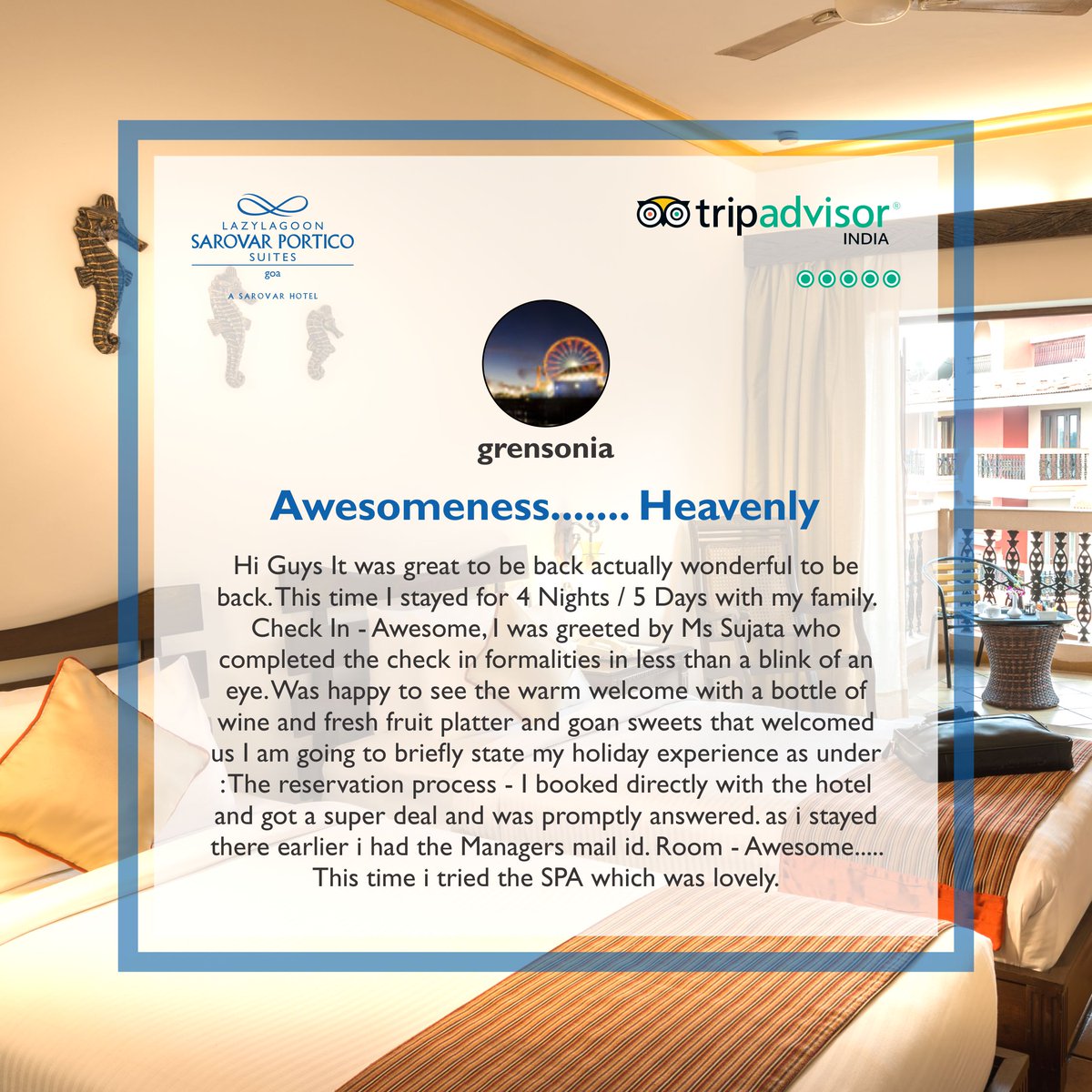 SarovarGoa's tweet photo. We are glad to see our guests happy &amp; satisfied.😊
Your reviews brighten up our day! ✨

#Review #HappyGuests #Hospitality #SarovarGoa #Goa https://t.co/ib6ntVdQsF