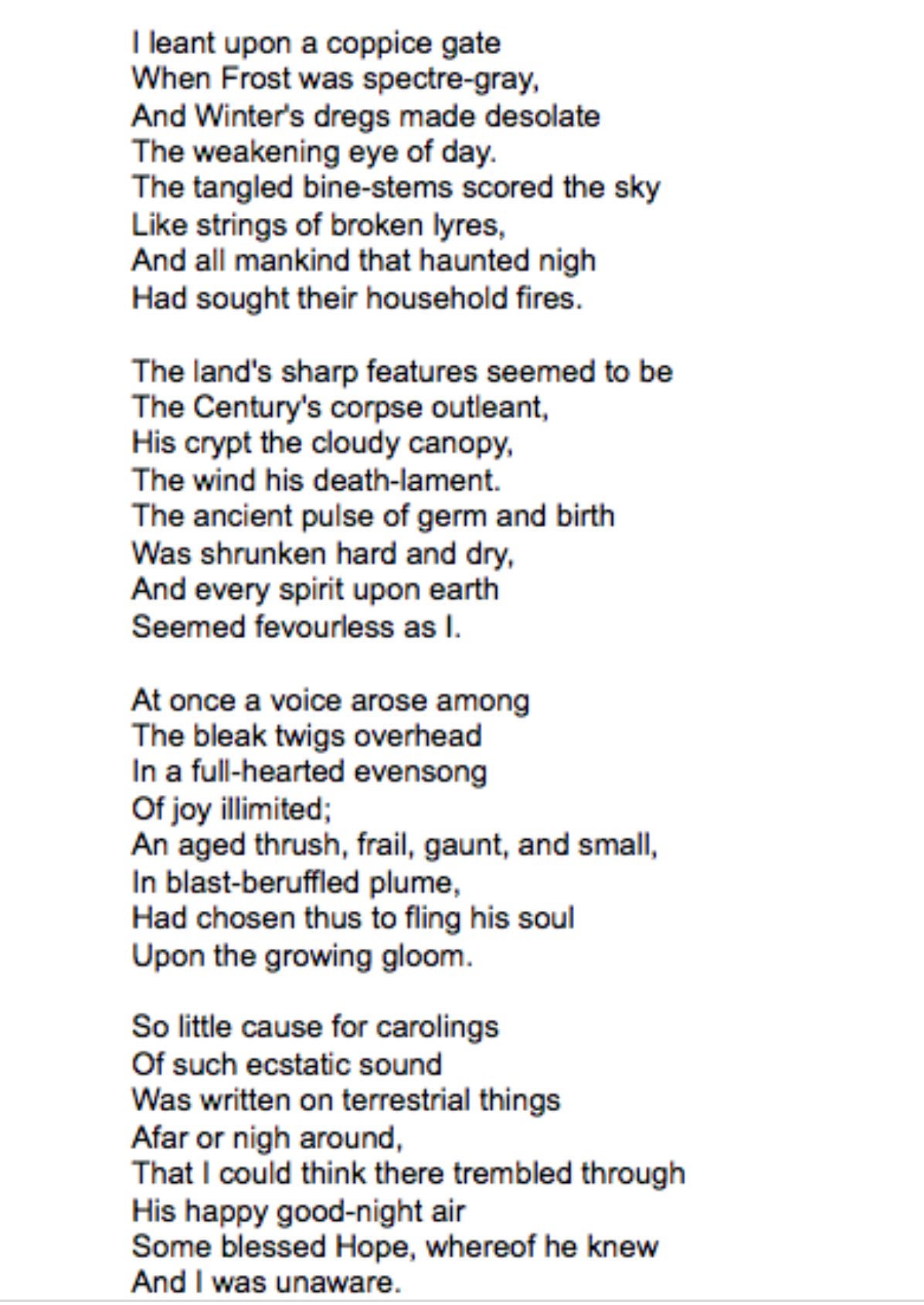 Mark Oakley on Twitter "The Darkling Thrush by Thomas Hardy APoemADay