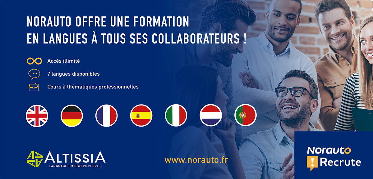 NorautoFr's tweet photo. Chez Norauto, tous nos collaborateurs ont accès à des formations en langues à partir de notre portail dédié. Ces formations sont gratuites, illimitées et proposent l'apprentissage de 7 langages différents ! https://t.co/x35uyiP8lw