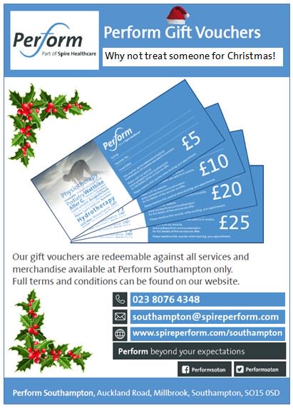 With only 6 weeks today until Christmas Eve, have you thought about Christmas presents yet?  Why not treat someone this year with a Perform gift voucher which can be redeemed against all services and merchandise available here at Perform Southampton. #giftcards #Christmas2018