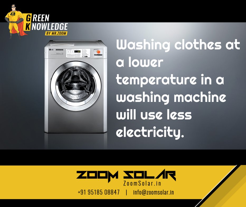 ZoomSolarIndia's tweet photo. Do you know?

Also, front load washing machines are 30-50% more efficient than top loaders in terms of energy and water consumption.
#MondayMotivation #SaveEnergy #RenewableEnergy #Solar #India https://t.co/JEW8OIH7ir