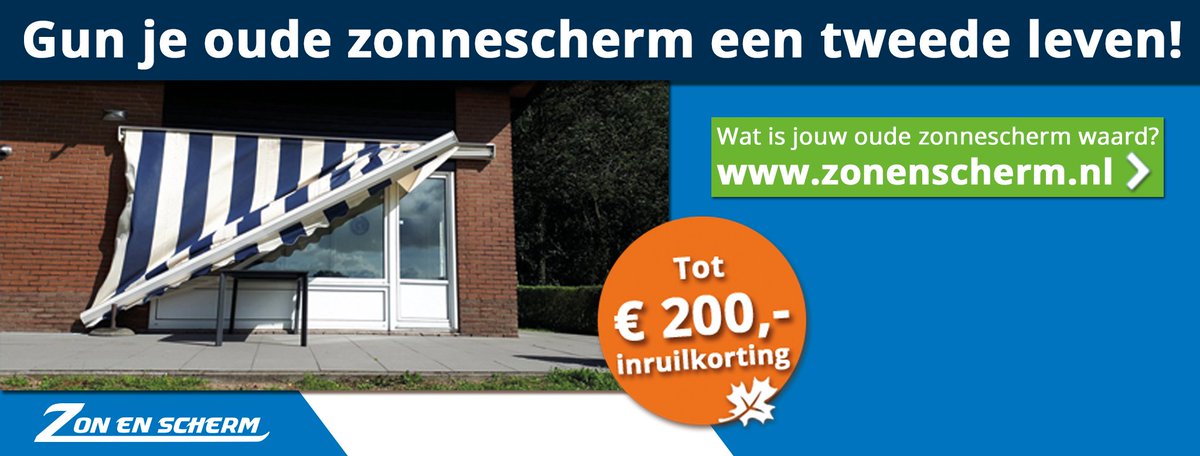 zonenscherm's tweet photo. Is jouw zonnescherm verouderd en twijfel je al een tijd om een nieuwe aan te schaffen? Kom dan naar Zon en Scherm en profiteer van de waanzinnige inruilkorting actie! Meer informatie: https://t.co/a01wGMaoYu

#maandag #actie #korting #zonenscherm #november #zonwering https://t.co/eSNkZM6Z53