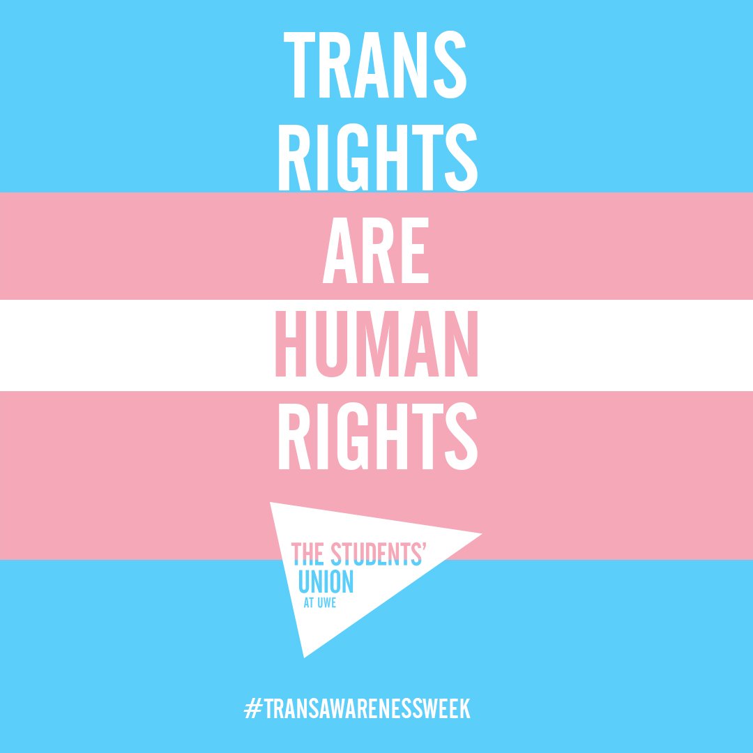 TheSUatUWE's tweet image. Today marks the beginning of #TransAwarenessWeek We stand by the Trans community and make it our mission to help raise the visibility of transgender and gender non-conforming people. We see you, and we stand with you. #TransAllies #TransIsBeautiful #TransRightsAreHumanRights