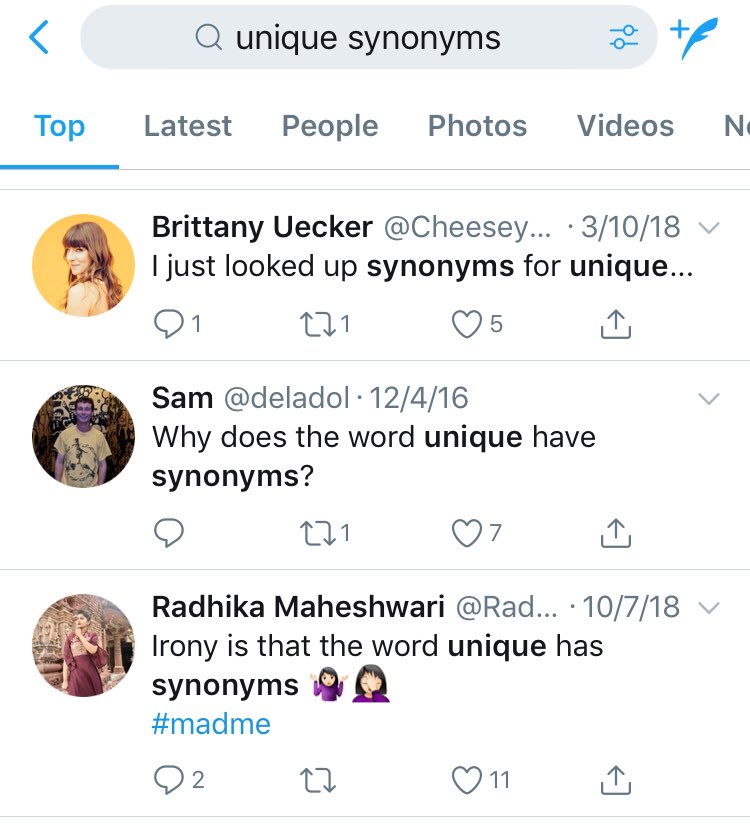 Shreyas Very Disappointed To Discover That The Word Unique Has Synonyms Twitter Shreyas Very Disappointed To Discover That The Word Unique Has Synonyms Twitter