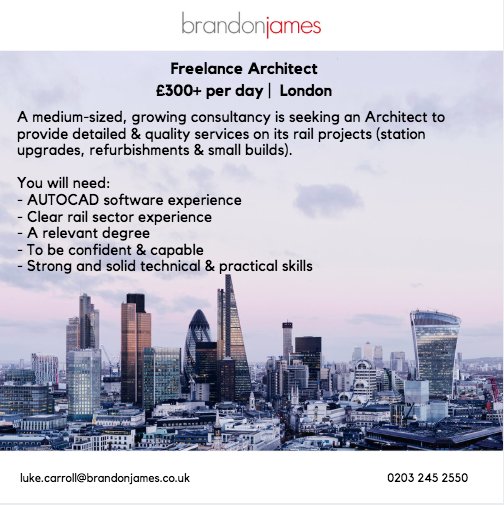 BrandonJamesJob's tweet image. Interested? Read more here - ow.ly/mciT30mA8Yl

Call us on 0203 245 2550 or visit our website at brandonjames.co.uk.

We’re always happy to discuss your next move.

#AUTOCAD #construction #freelance #architect #rail #london