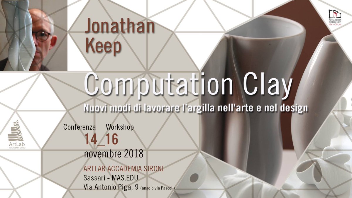 JKeep_art's tweet photo. Workshop and Symposium - ArtLab, Accademia Sironi, Sardinia. #clay3dprinting #digitalclay https://t.co/n8Elb1WD8D
