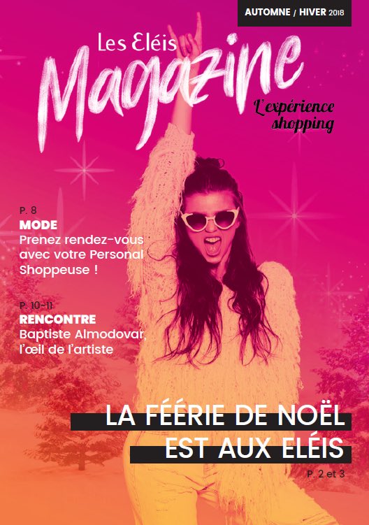 les_eleis's tweet photo. 👉🏼 il est beau et il vous fera du bien pour #Noël -> retrouvez très bientôt le #fanzine automne-hiver 2018 de votre centre commercial dans toutes les boutiques ! 😎 #Eleis https://t.co/wgysvxxWft