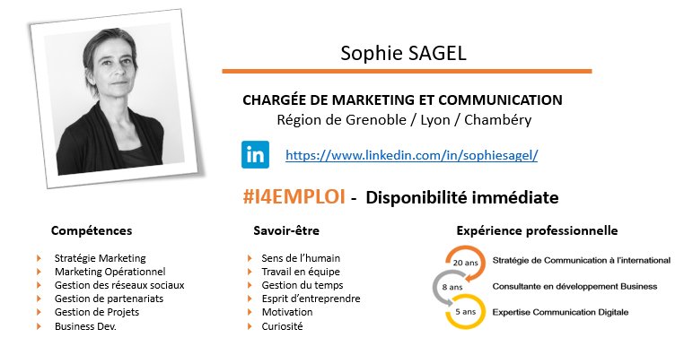 #pleaseRT #i4Emploi #i4EmploiR Bonjour, Je recherche un #emploi de chargée de #marketing #communication  #Grenoble / #Chambery / #Lyon Disponible immédiatement  #CDI #CDD  bit.ly/2RO0tok 
Merci pour votre aide ! #RT #I4EmploiR #i4Emploi <a href="/i4Emploi/">Collectif i4Emploi</a> #pleaseRT