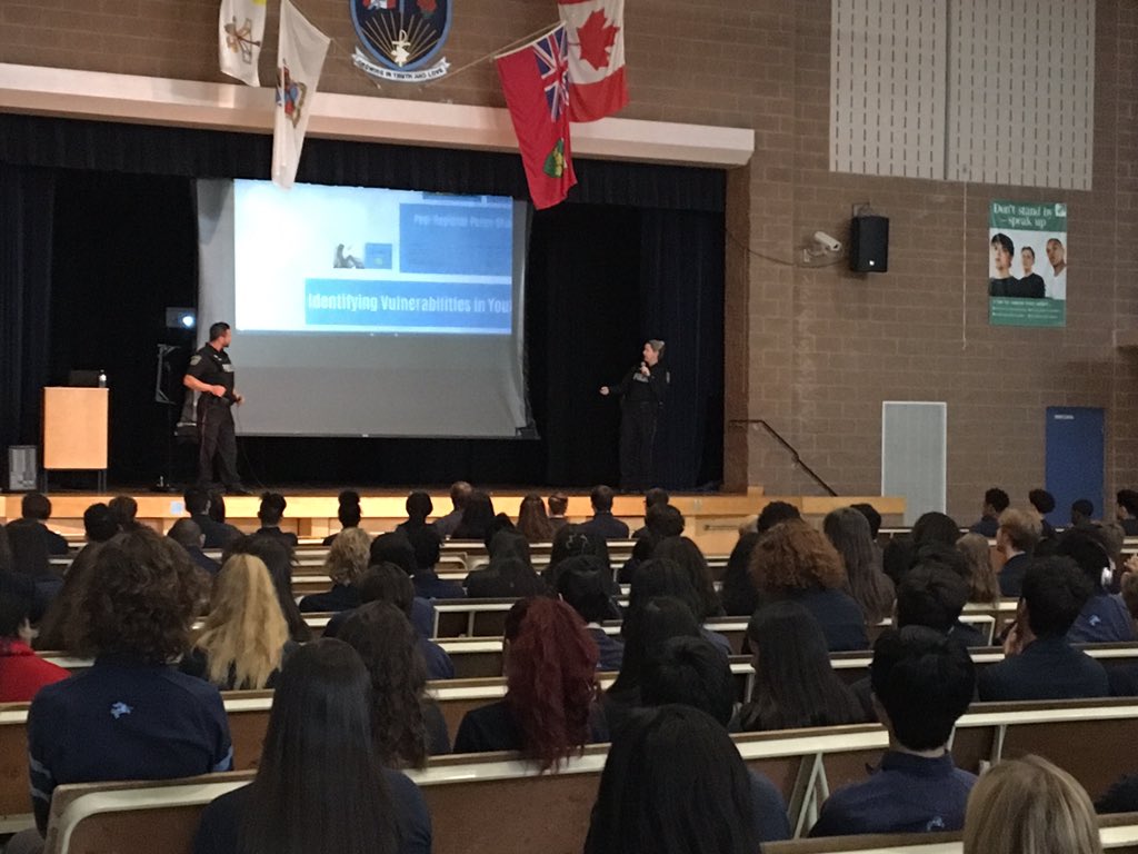 CardinalLegerSS's tweet image. #Lancers welcome Cst David Lewis and Cst Abbie Frape of @PeelCrimePrev to address vulnerability in youth issues like human trafficking and gang recruitment #LancerLearning