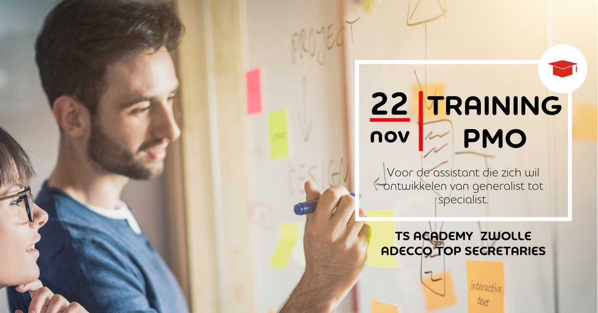 Wil jij je als #assistant ontwikkelen van generalist naar specialist? Mis dan deze #training #PMO in #Zwolle (22 november) niet! Wij vertellen je alles op het gebied van projectmatig werken, agile en scrum. Aanmelden kan nog steeds! bit.ly/PMOTSAcademy #secretaresse