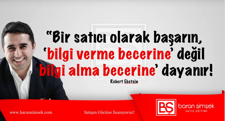 Müşteri, istekleri, beklentileri, problemleri hakkında ne kadar çok şey bilirseniz satış o derece kolaylaşır... ne kadar az şey bilirseniz o kadar zorlaşır... inanmıyor musunuz? Deneyin.. Baran Şimşek