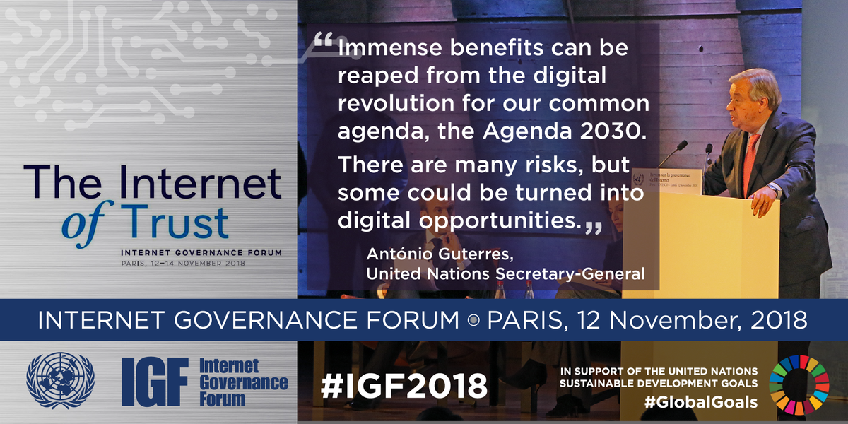 UN Secretary-General António Guterres at the opening of IGF 2018