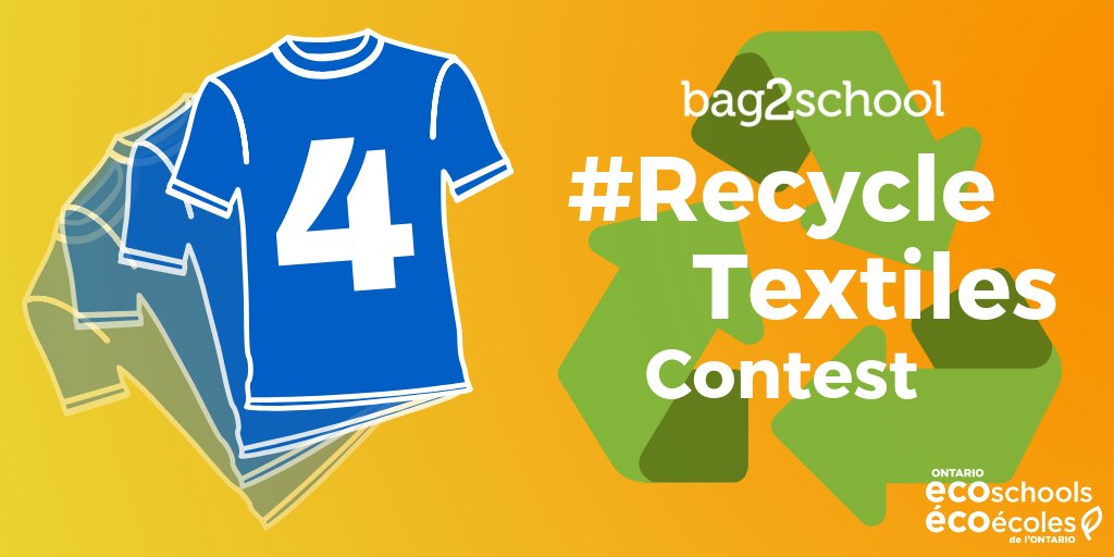 EcoSchoolsCAN's tweet image. Schools, only 4 days left to collect used clothing for the #RecycleTextiles Contest! Earn money for doing the #3Rs plus get the chance to win a water refill station for your school! Learn more: ow.ly/IMHz30mgGnY