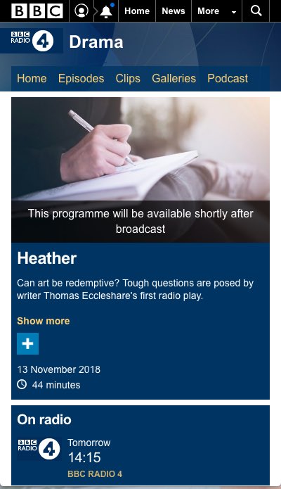 DancingBrick's tweet image. A radio version of @teccleshare’s #Heather is on @BBCRadio4 tomorrow at 1415 and @BBCiPlayer after. Check it out if you missed DB’s production last year...