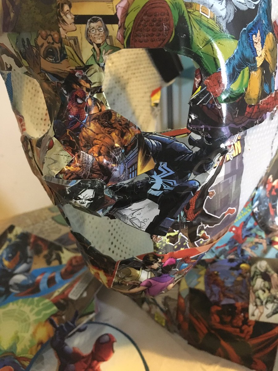 My Superhero “Victory” radiotherapy mask is nearly finished. It’s been slow progress but I’m really enjoying transforming it in collaboration with @theculthouse and Life Beyond at <a href="/royalmarsden/">The Royal Marsden Cancer Charity</a> to raise awareness for head and neck cancer.