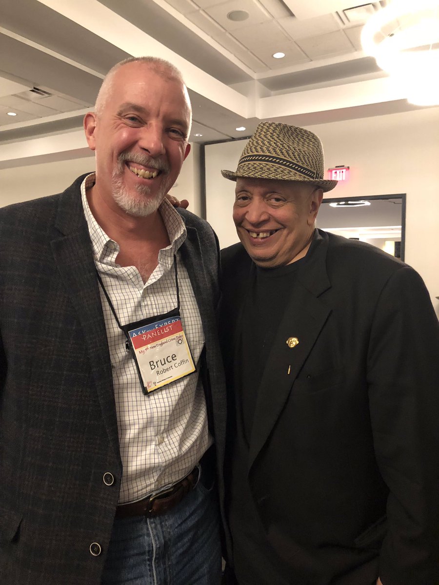 Hanging out with Walter Mosley at the New England Crime Bake. Thank you Michele Dorsey for the pics! #writersofinstagram #harpercollins #brucerobertcoffin #newenglandcrimebake #sistersincrime #mysterywritersofamerica