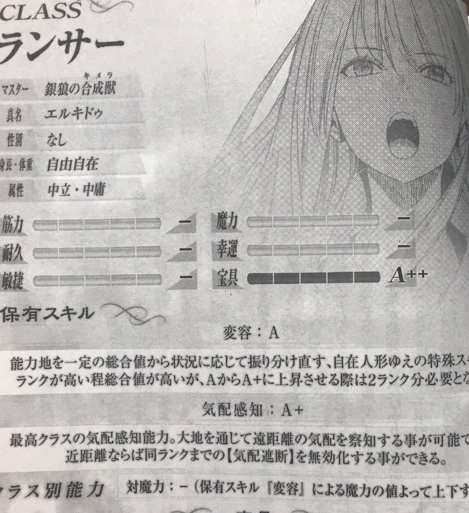R I P Fate Strange Fakeのエルキドゥとfgoのエルキドゥとでは実はステータスが異なる Fgoでは全ステータスをaランクには出来ないが Fakeでは全ステータスがaランクかつ一部をa にまで引き上げる事が可能で全力のギルガメッシュと対等に渡り合える戦闘力を