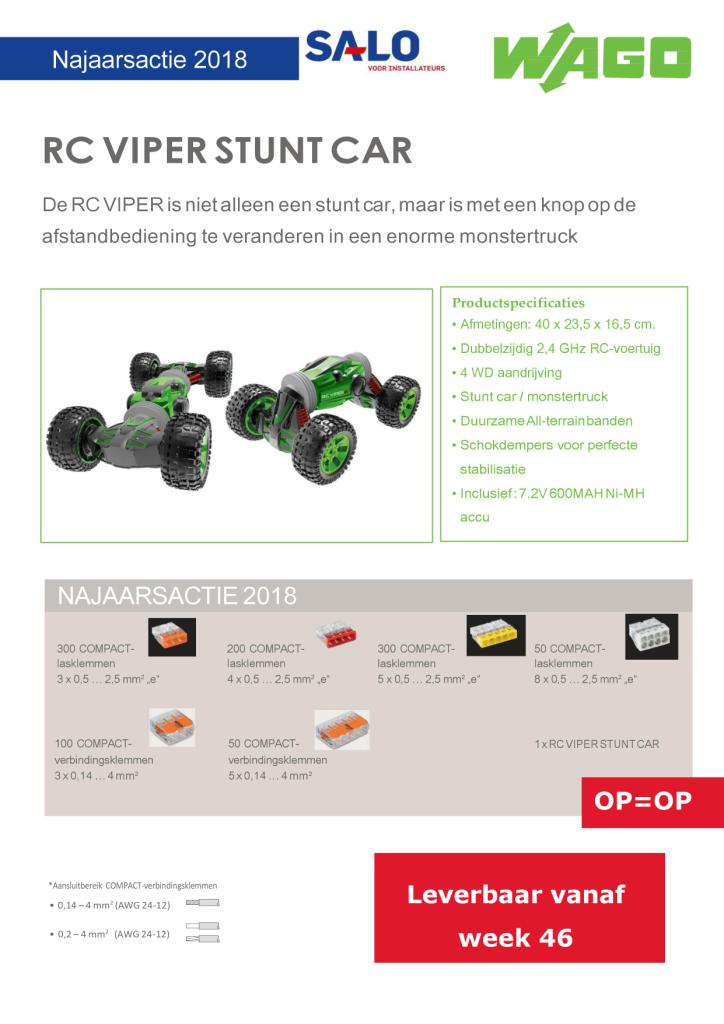 Mailactie week 46: Wago najaarsactie met GRATIS RC Viper stunt car. Race snel naar webshop.salo.nl/mailactie