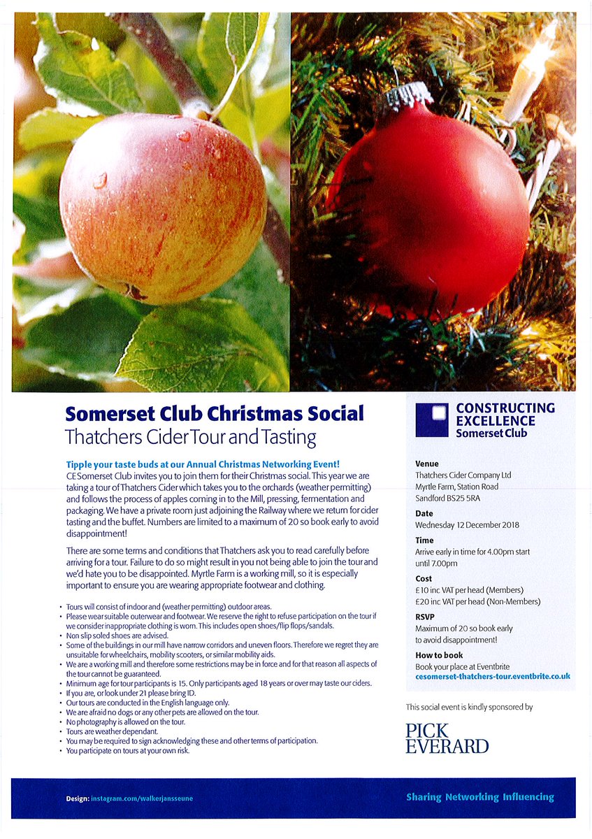 Book Early to Avoid Disappointment! Come and join in the Christmas Cheer!  
Wed 12th Dec - Thatchers Cider Tour and Somerset Club Social <a href="/CESW/">Carl Swartz</a>  …erset-thatchers-tour.eventbrite.co.uk 🎅