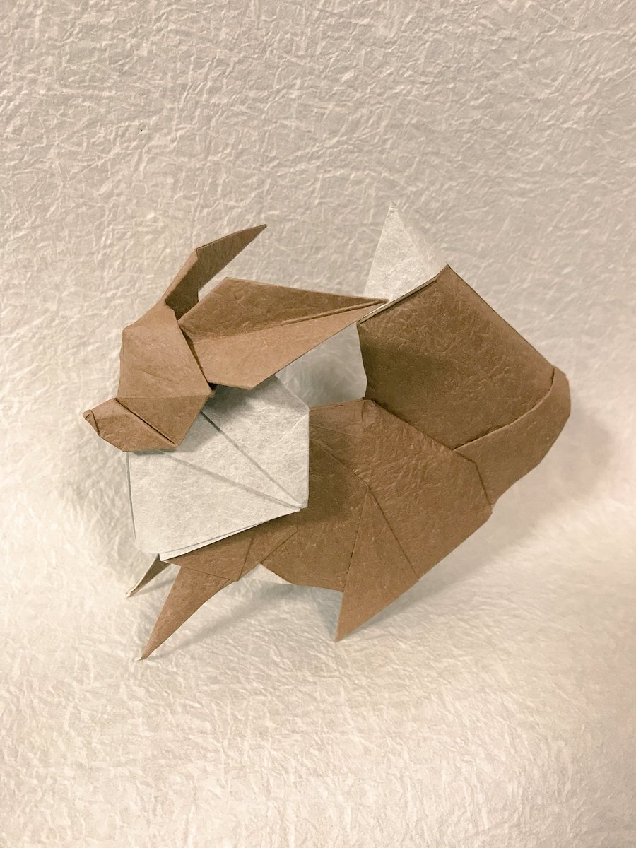 ゆーき 折り 越前揉み紙でイーブイを本折りしました 頭を丸く仕上げてどの角度でも可愛く見えるように工夫しました 折り紙作品 Pokemon イーブイ