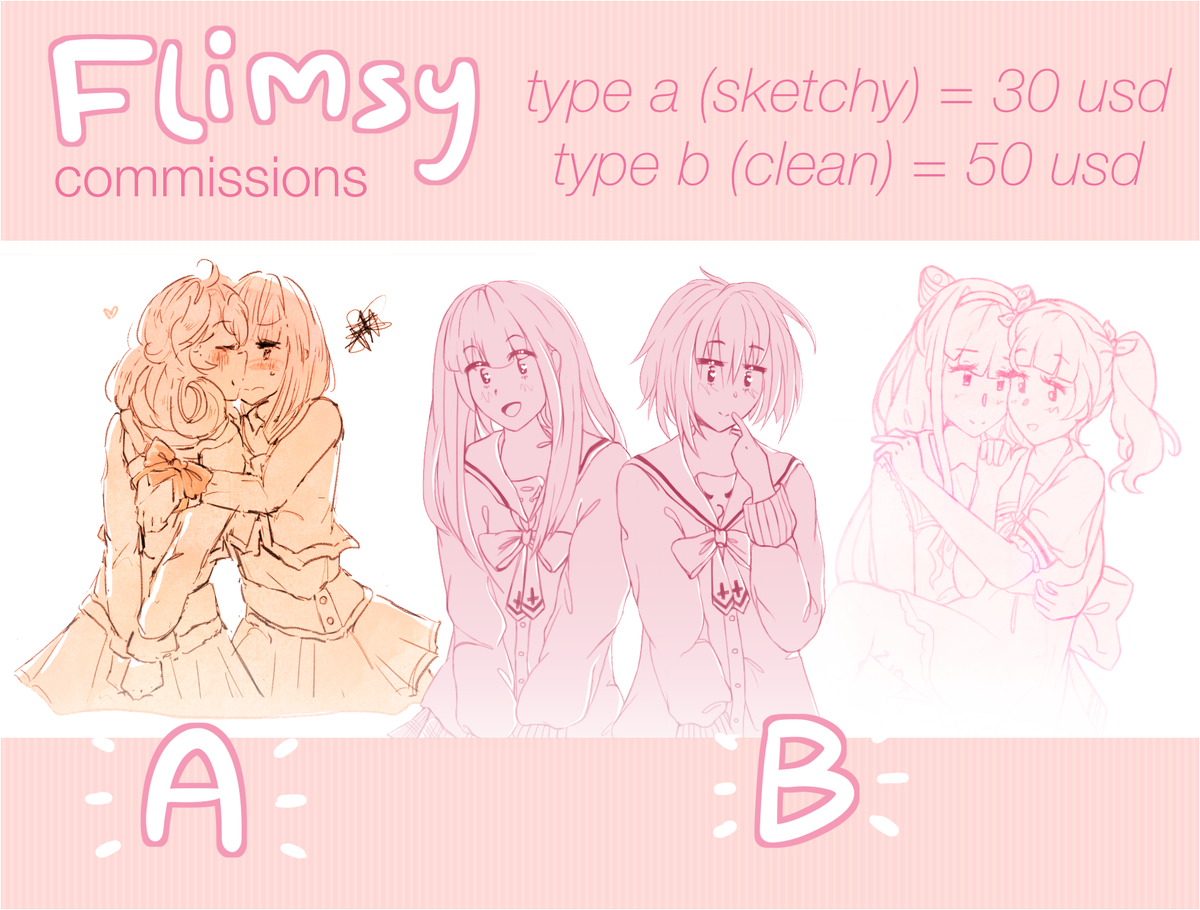 hi! turns out my budgeting is a bit off so i'm willing to do a few commissions for couple/super platonic duo pictures, monochrome, half body. i will draw anyone you want kissing if you pay me. my dms are open and my ko-fi is https://t.co/ScCj20rc5a~ 