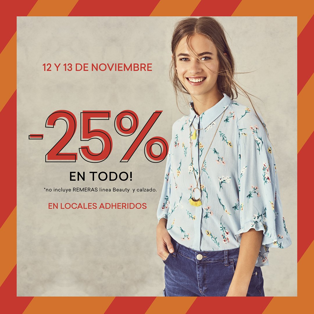Comenzamos la semana con nuevas #YGMoportunidades 🔥
> Lunes &amp; Martes: 25% de dto. en todo!
📍 Exclusivo en locales adheridos: Palmas, Unicenter, Plaza Oeste, Neuquen Shopping y Portal Patagonia 
* No incluye: remeras, linea beauty y calzado