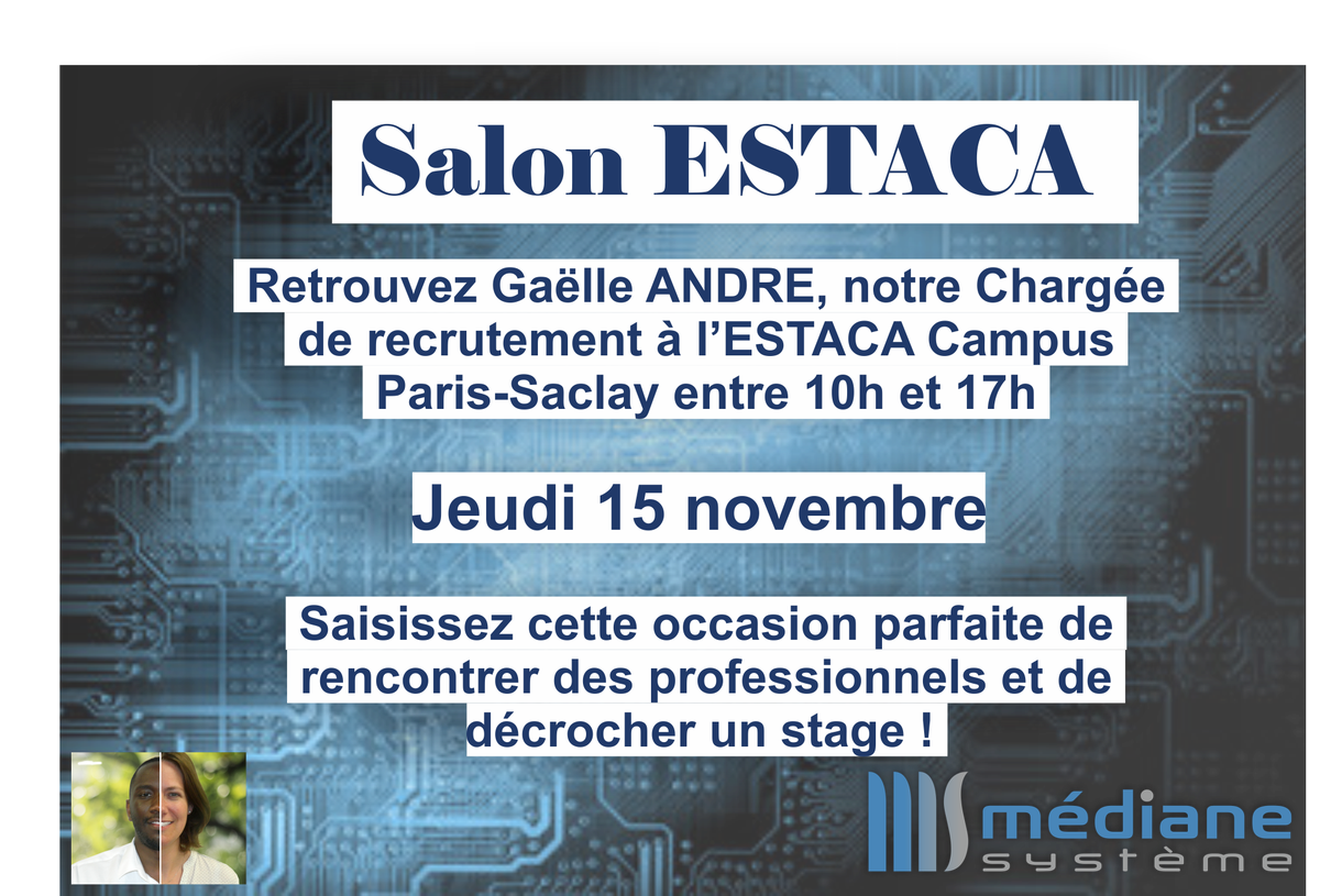 medianesysteme's tweet photo. Nous vous offrons une belle opportunité à saisir ! Entreprise formatrice à taille humaine qui n'a pas peur de partager son savoir-faire, nous sommes reconnus dans notre activité. Retrouvez-nous Jeudi 15 Novembre : 10h-17h à l'@Estaca_twit Campus Paris-Saclay. https://t.co/2g7a2VDM8K